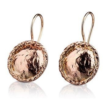 Gold Vintage Earrings with Naturalistic Texture front view