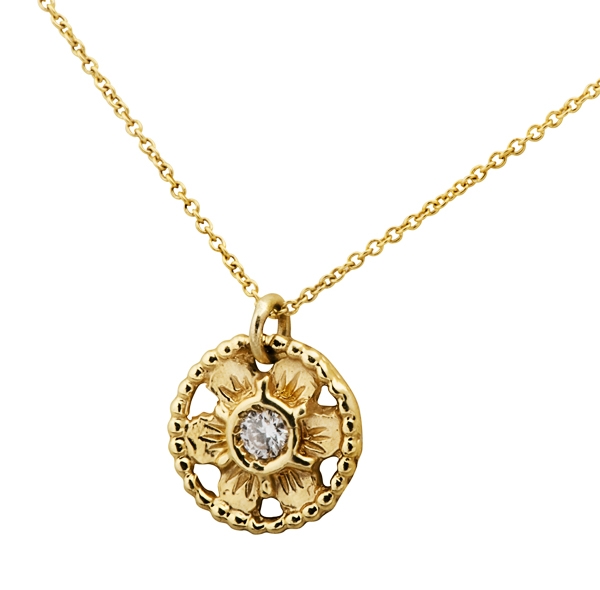 Gold necklace with vintage diamond pendant