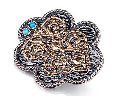 Gold and Silver Vintage Brooch front view