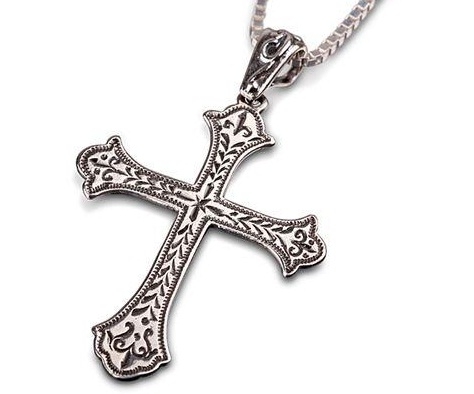 Vintage Silver Cross Necklace front view