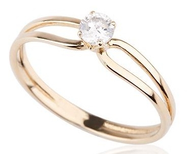 14k Gold and Diamond Ring Side View