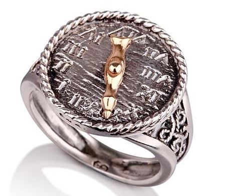 Gold and Silver Clock Designed Vintage Ring side view