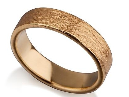 Gold Vintage Style Wedding Ring with an Earthy, Uneven Texture Side View