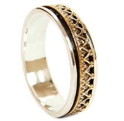 Silver and Gold Vintage ring - side view