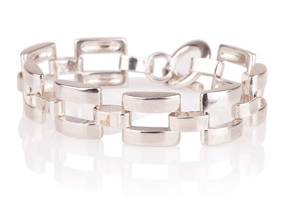 Antique Style Silver Bracelet Front View