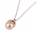 Vintage Style Silver Pendant with Pearl Side View Vintage Style Silver Pendant with Pearl Side View