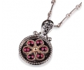 Vintage Style Gold and Silver Garnet Necklace front view