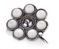 Silver Vintage Style Mother of Pearl Brooch front view Silver Vintage Style Mother of Pearl Brooch front view