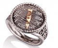 Gold and Silver Clock Designed Vintage Ring side view Gold and Silver Clock Designed Vintage Ring side view