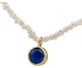 blue Lapis lazuli and gold pendant strung with pearls necklace blue Lapis lazuli and gold pendant strung with pearls necklace