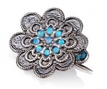 Silver Vintage Style Brooch with 8 Opals front view Silver Vintage Style Brooch with 8 Opals front view