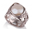 Silver Vintage Pearl Ring with an Antique Look Silver Vintage Pearl Ring with an Antique Look