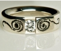 Vintage Style Silver Ring with Zircon front view