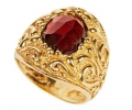Antique Baroque style gold ring with garnet - side view