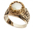 Vintage Style silver and Gold Ring with pearl ring Side View Vintage Style silver and Gold Ring with pearl ring Side View