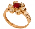 9k Gold Vintage Ring with Red Garnet side view 9k Gold Vintage Ring with Red Garnet side view