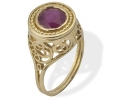 Vintage Rococo gold ring with Ruby - side view2 Vintage Rococo gold ring with Ruby - side view2