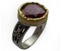 Gold and Silver Ring with Ruby
