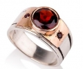 Antique Lookign Designer Ring with 3 Rubies Side View