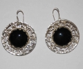 Vintage Silver Earrings with Large Onyx Gemstone