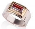 Antique Style Gold and Silver Ring with Garnet