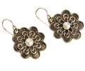 Vintage Styled Silver Earrings with Pearl Side View Vintage Styled Silver Earrings with Pearl Side View
