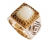 Vintage Style silver and Gold Ring with mother of pearl ring Side View Vintage Style silver and Gold Ring with mother of pearl ring Side View