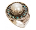 Silver Vintage Ring with a Pearl and Opals side view Silver Vintage Ring with a Pearl and Opals side view