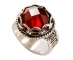 Silver Vintage Style Ring with Red Zircon side view Silver Vintage Style Ring with Red Zircon side view