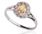 Gold vintage ring with Citrine trimmed in diamonds side view