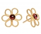 Vintage Designe Gold Earrings with Red Garnet Side Viwe