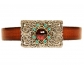 Leather Gold&Silver Bracelet with Red Garnet close up