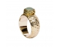 Gold & Silver Hammered Ring with Moonstone vertical view