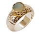Gold & Silver Hammered Ring with Moonstone side view