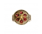 Gold and Silver Vintage Ring with Six Garnets front view