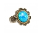Silver&Gold Ring with a Bright Blue-Green Opal front view