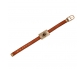 Leather Gold&Silver Bracelet with Red Garnet front view