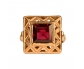Rose Gold Vintage Ring with Red Garnet front view