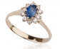 Gold vintage ring with sapphire trimmed in diamonds side view