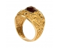 Antique Baroque style gold ring with garnet - vertical view