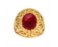 Antique Baroque style gold ring with garnet - front view