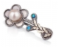 Silver and Gold Vintage Flower Brooch front view