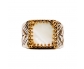 Vintage Style silver and Gold Ring with mother of pearl ring front View