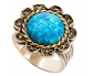 Silver&Gold Ring with a Bright Blue-Green Opal side view