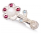 Silver Vintage Flower Brooch front view