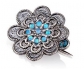 Silver Vintage Style Brooch with 8 Opals front view