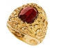 Antique Baroque style gold ring with garnet - side view