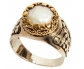 Vintage Style silver and Gold Ring with pearl ring Side View