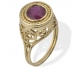 Vintage Rococo gold ring with Ruby - side view2