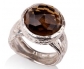 Antique Looking Smokey Topaz and Carved Silver Ring Side View